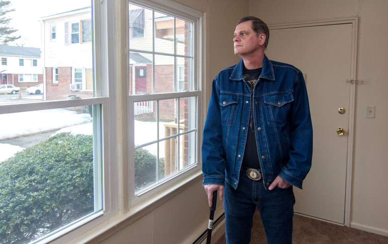 Jeffrey Murdock, 55, in his apartment in West Haven.