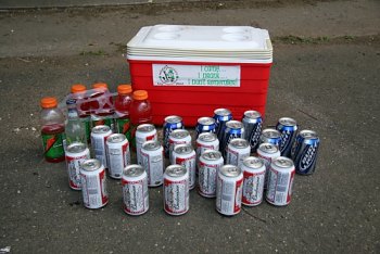 The cooler, beer and Gatorade recovered by investigators.