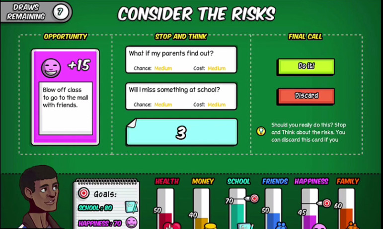 PlayForward: Elm City Stories game asks users to consider the risks.