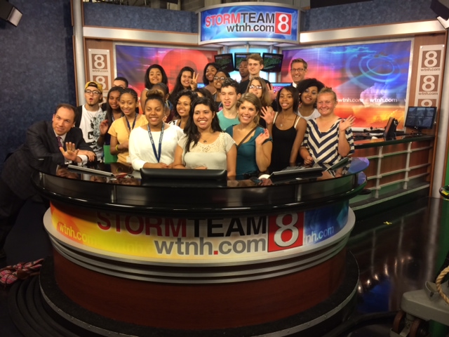 C-HIT student campers visit WTNH-TV in New Haven.