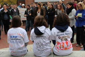 A student rally at the University of Connecticut. 