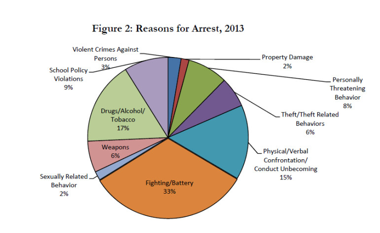 Reasons students are arrested.